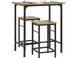 SoBuy Essgruppe Bartisch Set Esstisch mit 2 Barhockern Braun-Schwarz OGT10-PF