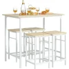 SoBuy Essgruppe Esstisch Set 5-teilig Bartisch mit 4 Hockern Weiß-Natur OGT11-WN