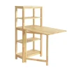 SoBuy Esstisch mit Regalen Klapptisch Schreibtisch 98x126x60cm Natur FWT70-N