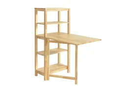 SoBuy Esstisch mit Regalen Klapptisch Schreibtisch 98x126x60cm Natur FWT70-N