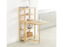 SoBuy Esstisch mit Regalen Klapptisch Schreibtisch 98x126x60cm Natur FWT70-N