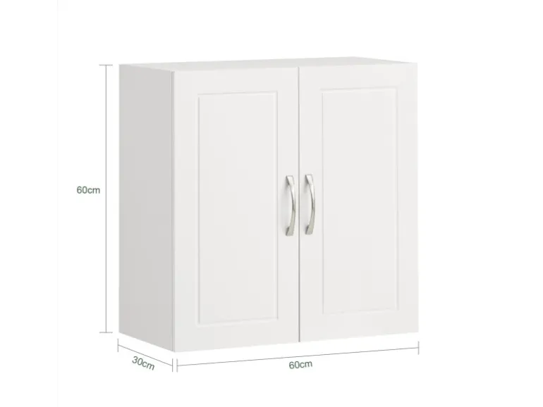SoBuy Hängeschrank Badezimmerschrank mit Verstellbarem Regal 60x60x30cm Weiß FRG231-W