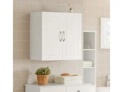 SoBuy Hängeschrank Badezimmerschrank mit Verstellbarem Regal 60x60x30cm Weiß FRG231-W