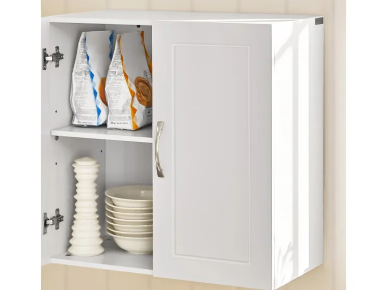 SoBuy Hängeschrank Badezimmerschrank mit Verstellbarem Regal 60x60x30cm Weiß FRG231-W