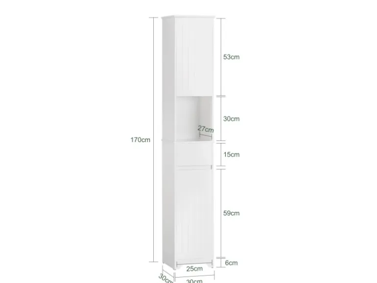 SoBuy Hochschrank Badregal Badezimmerschrank Badezimmermöbel Weiß BZR109-W