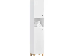 SoBuy Hochschrank Badregal Badezimmerschrank Badezimmermöbel Weiß BZR91-W