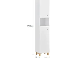 SoBuy Hochschrank Badregal Badezimmerschrank Badezimmermöbel Weiß BZR91-W