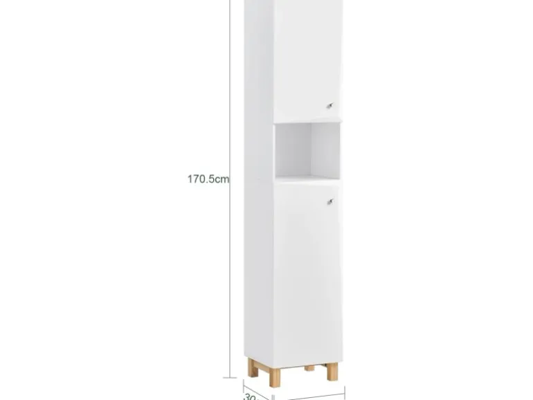 SoBuy Hochschrank Badregal Badezimmerschrank Badezimmermöbel Weiß BZR91-W