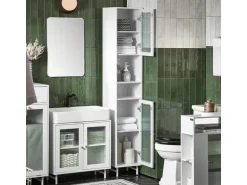 SoBuy Hochschrank Badschrank Badregal Badezimmerschrank Weiß BZR118-W