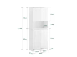 SoBuy Hochschrank Badschrank mit Wäschesack Wäscheschrank Weiß BZR150-W