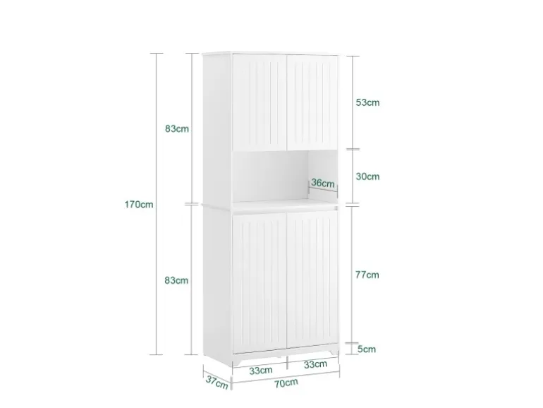 SoBuy Hochschrank Badschrank mit Wäschesack Wäscheschrank Weiß BZR150-W