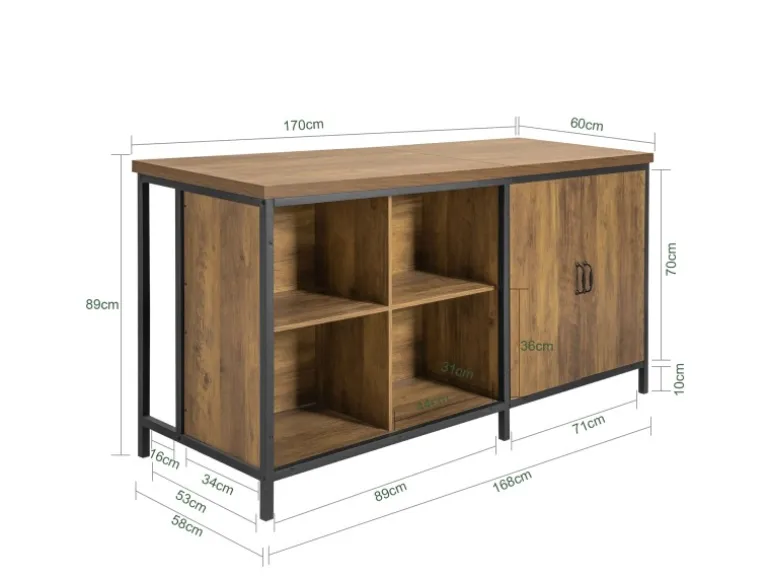 SoBuy Kücheninsel Freistehend Küchenschrank Sideboard 170x89x60cm KNL01-F