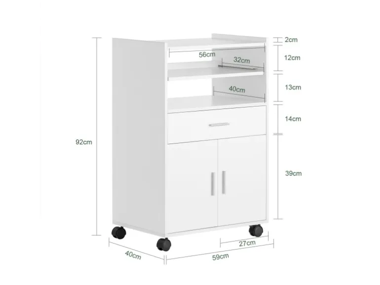 SoBuy Küchenschrank Küchenwagen Mikrowellenschrank Servierwagen FSB09-W
