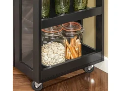 SoBuy Küchenwagen Servierwagen mit 3 Ablagefächern Küchenregal 60x90x40cm Schwarz FKW75-SCH