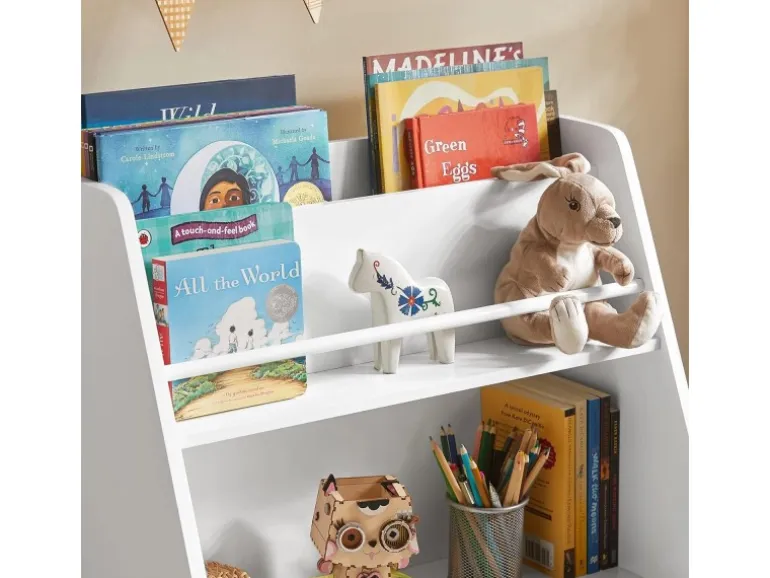 SoBuy Kinder Bücherregal Kinderregal mit Ablagen Aufbewahrungsregal Weiß KMB34-W