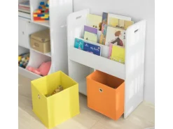 SoBuy Kinder Bücherregal Kinderregal mit 3 Ablagen Spielzeugregal Weiß KMB27-W