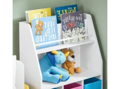 SoBuy Kinder Bücherregal Kinderregal mit Ablagen Aufbewahrungsregal Weiß KMB34-F