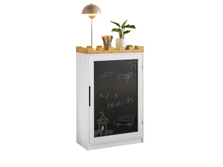 SoBuy Kinder Kommode Kinderregal mit Tafel Kinder Bücherregal Weiß KMB43-W