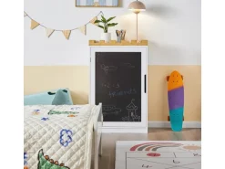 SoBuy Kinder Kommode Kinderregal mit Tafel Kinder Bücherregal Weiß KMB43-W