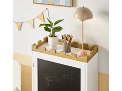 SoBuy Kinder Kommode Kinderregal mit Tafel Kinder Bücherregal Weiß KMB43-W
