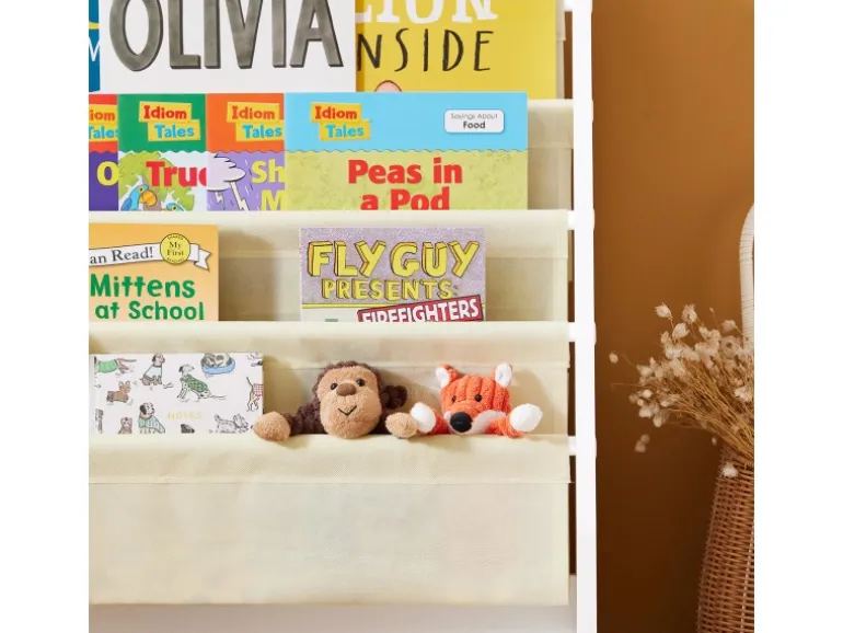 SoBuy Kinder-Bücherregal Zeitungsständer mit 4 Ablagen Kinderregal Weiß FRG225-W