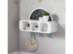 SoBuy Kindergarderobe mit Tafel Kinderregal Bücherregal Weiß KMB86-W