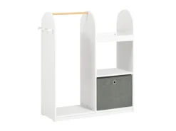 SoBuy Kinderkleiderschrank mit 3 Haken Kleiderständer mit Box Weiß KMB40-W