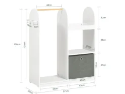 SoBuy Kinderkleiderschrank mit 3 Haken Kleiderständer mit Box Weiß KMB40-W