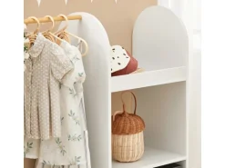 SoBuy Kinderkleiderschrank mit 3 Haken Kleiderständer mit Box Weiß KMB40-W