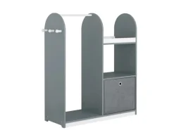 SoBuy Kinderkleiderschrank mit 3 Haken Kleiderständer mit Box Grau KMB40-HG