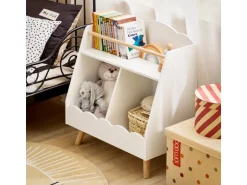 SoBuy Kinderregal mit 3 Fächern Bücherregal Aufbewahrungsregal Weiß KMB100-K-W