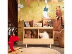 SoBuy Kinderregal mit 5 Fächern Bücherregal Aufbewahrungsregal Natur KMB111-N