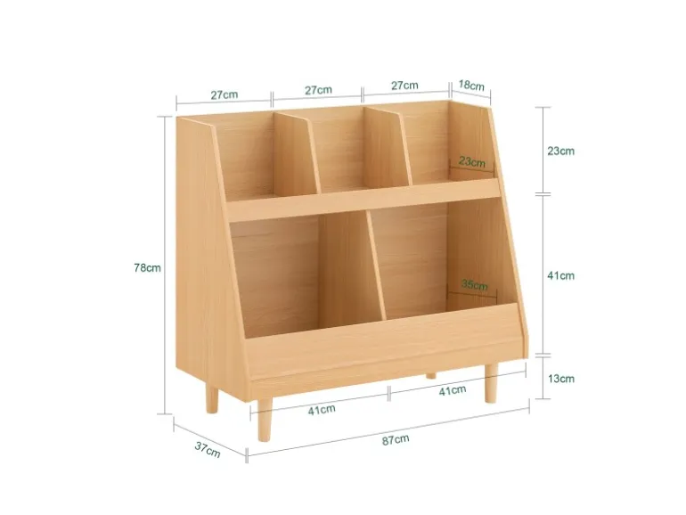 SoBuy Kinderregal mit 5 Fächern Bücherregal Aufbewahrungsregal Natur KMB111-N
