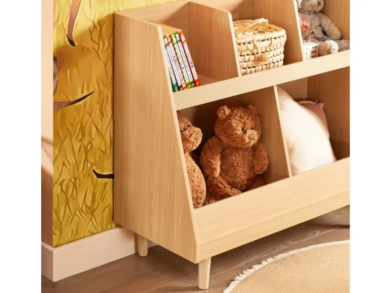 SoBuy Kinderregal mit 5 Fächern Bücherregal Aufbewahrungsregal Natur KMB111-N