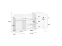 SoBuy Kinderregal mit Elefant-Design Bücherregal Kinderzimmer Weiß KMB62-W