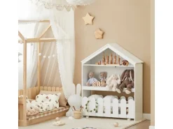 SoBuy Kinderregal Set 2-teilig Aufbewahrungsregal für Kinder Bücherregal KMB52-W