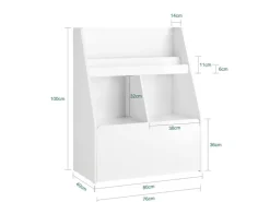 SoBuy Kinderregal Spielzeugtruhe Bücherregal Aufbewahrungsregal Weiß KMB83-W