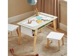 SoBuy Kindertisch mit 2 Stühlen Kindersitzgruppe mit Stauraum Maltisch KMB92-GR