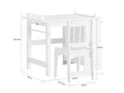 SoBuy Kindertisch mit 1 Stuhl Kindersitzgruppe Maltisch für Kinder Weiß KMB60-W