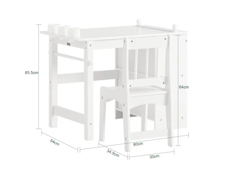 SoBuy Kindertisch mit 1 Stuhl Kindersitzgruppe Maltisch für Kinder Weiß KMB60-W