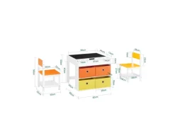 SoBuy Kindertisch mit 2 Stühlen Kindersitzgruppe Spieltisch Stauraum KMB75-K-W
