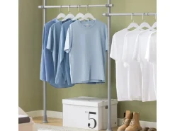 SoBuy Kleiderständer mit 4 Kleiderstangen Stahl Kunststoff Hellgrau KLS03-HG