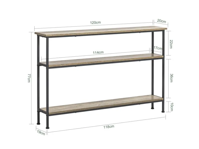 SoBuy Konsolentisch mit 3 Ablagen Flurtisch Sideboard Vintage FSB49-PZ