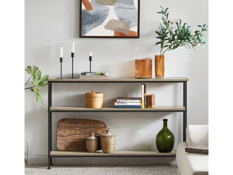SoBuy Konsolentisch mit 3 Ablagen Flurtisch Sideboard Vintage FSB49-PZ
