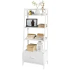 SoBuy Leiterregal mit Ablagen und Schublade MDF Weiß FRG116-W