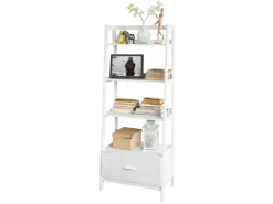 SoBuy Leiterregal mit Ablagen und Schublade MDF Weiß FRG116-W