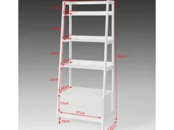 SoBuy Leiterregal mit Ablagen und Schublade MDF Weiß FRG116-W