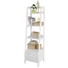 SoBuy Leiterregal mit Ablagen und Schublade MDF Weiß FRG116-K-W