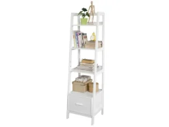 SoBuy Leiterregal mit Ablagen und Schublade MDF Weiß FRG116-K-W