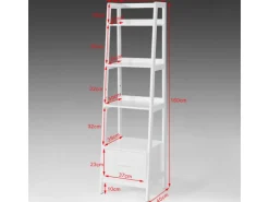 SoBuy Leiterregal mit Ablagen und Schublade MDF Weiß FRG116-K-W